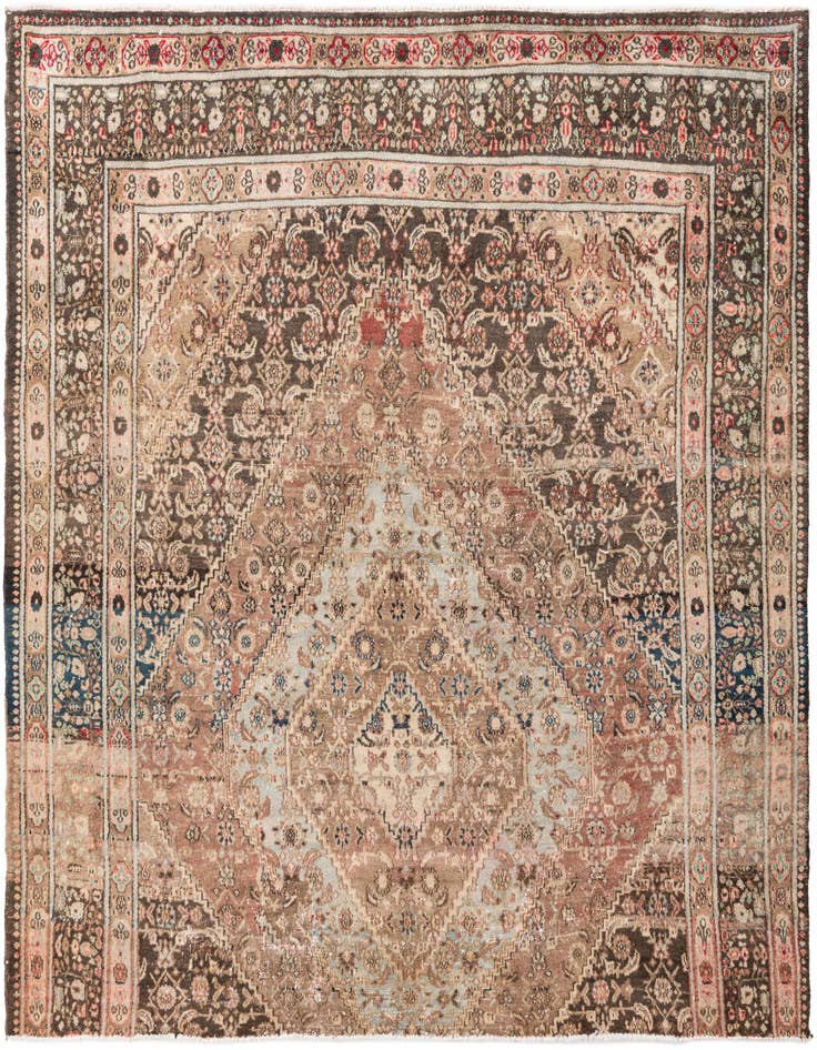 Detail image of 6' 7 x 7' Hand Knotted Ultra Vintage Persian Wool Square Rug