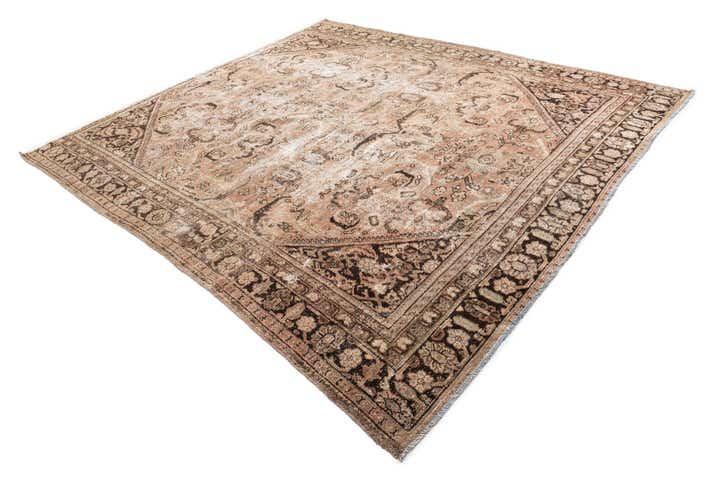 9' 3 x 10' Hand Knotted Ultra Vintage Persian Wool Square Rug