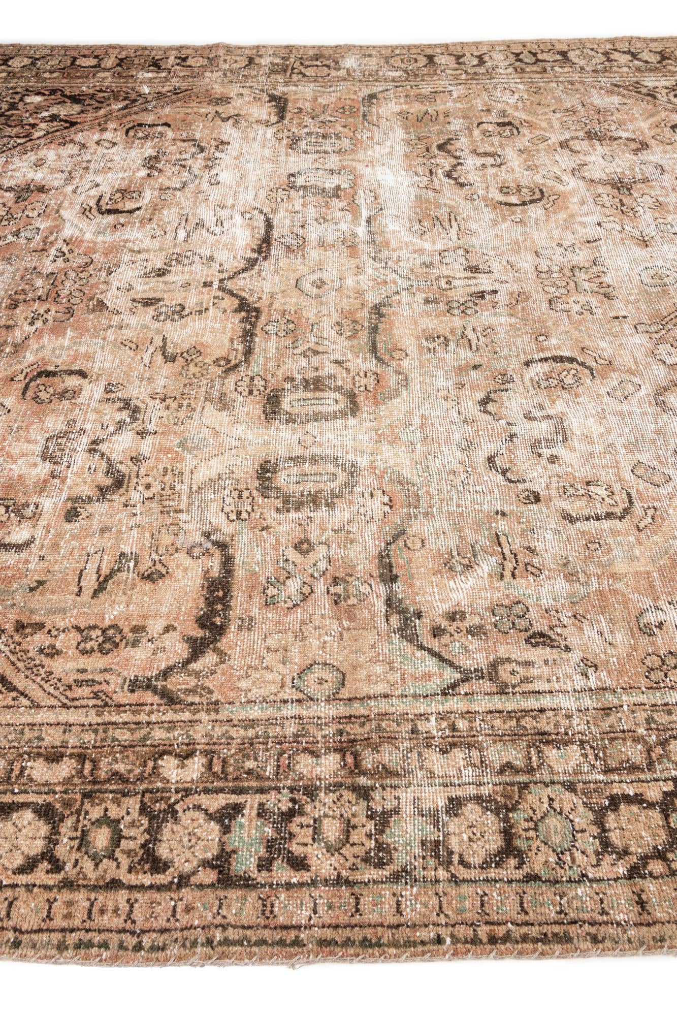 9' 3 x 10' Hand Knotted Ultra Vintage Persian Wool Square Rug