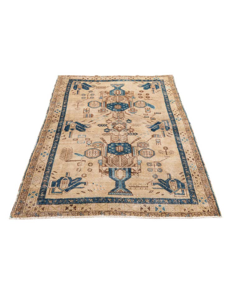 Detail image of 5' 2 x 6' 7 Hand Knotted Ultra Vintage Persian Wool Square Rug