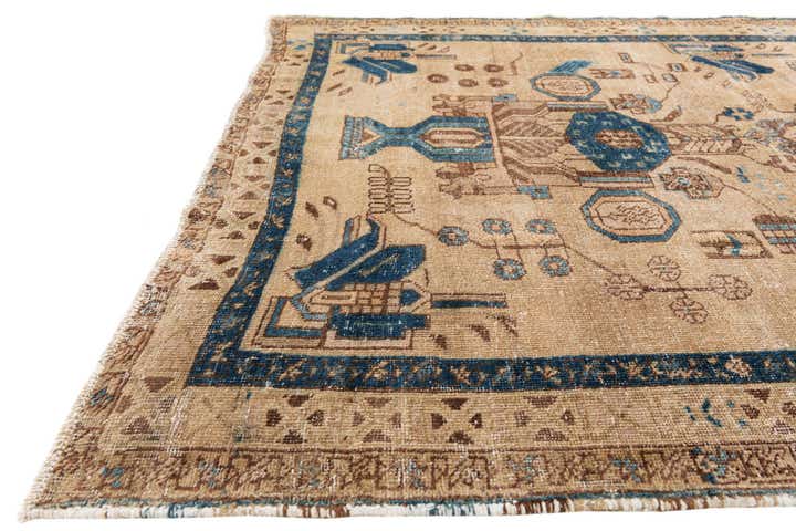 5' 2 x 6' 7 Hand Knotted Ultra Vintage Persian Wool Square Rug