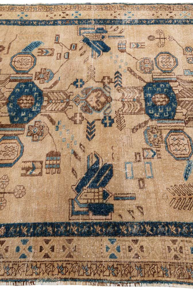 5' 2 x 6' 7 Hand Knotted Ultra Vintage Persian Wool Square Rug