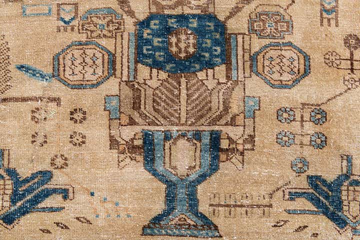 5' 2 x 6' 7 Hand Knotted Ultra Vintage Persian Wool Square Rug