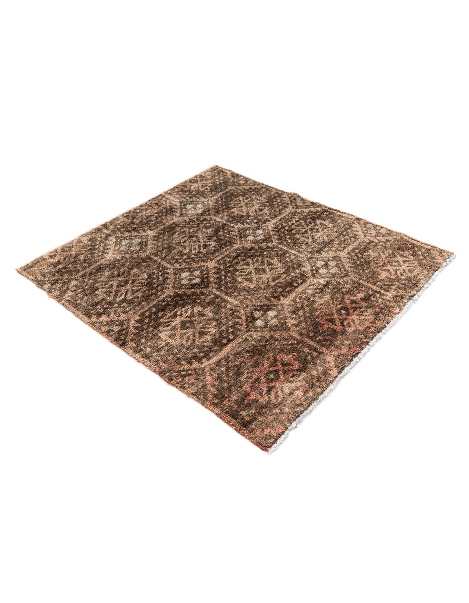 3' 6 x 3' 10 Hand Knotted Ultra Vintage Persian Wool Square Rug