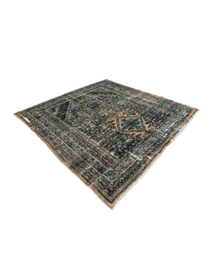 Detail image of 6' 10 x 6' 10 Hand Knotted Ultra Vintage Persian Wool Square Rug