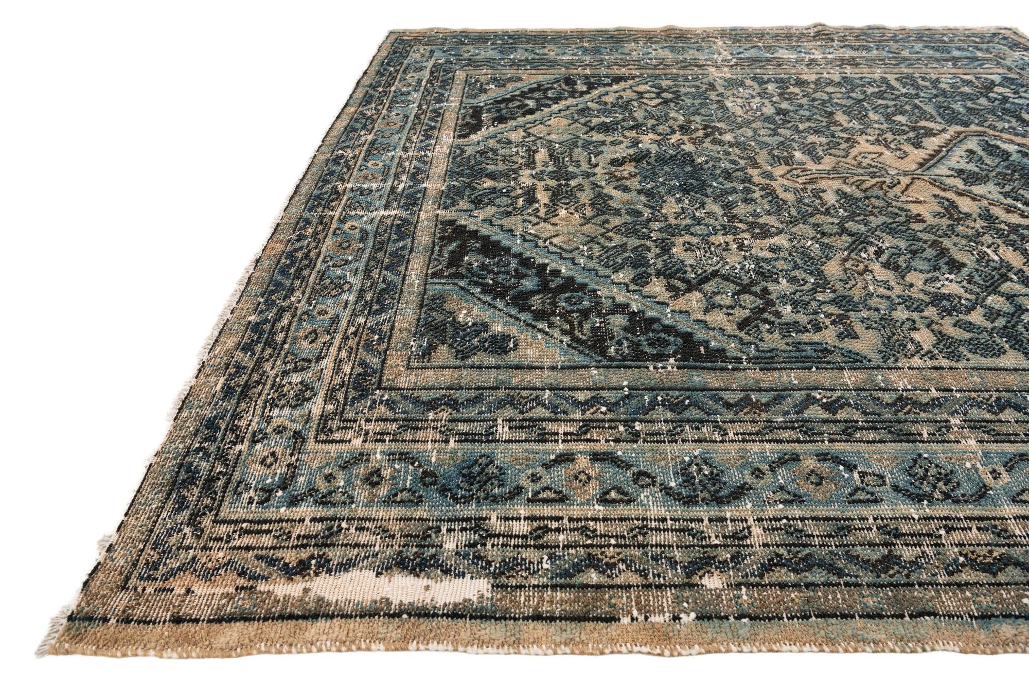 6' 10 x 6' 10 Hand Knotted Ultra Vintage Persian Wool Square Rug