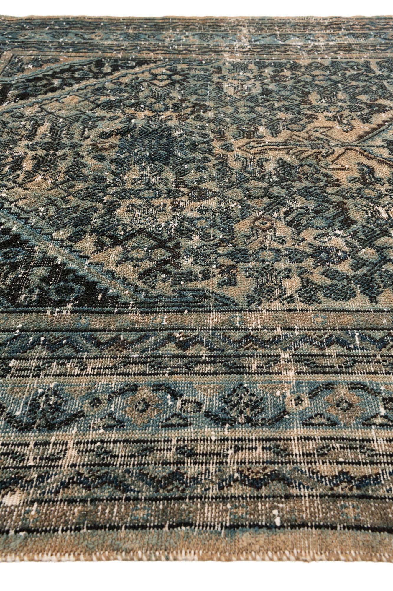 6' 10 x 6' 10 Hand Knotted Ultra Vintage Persian Wool Square Rug