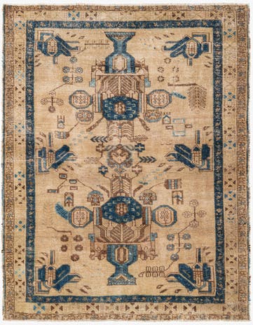 5' 2 x 6' 7 Hand Knotted Ultra Vintage Persian Wool Square Rug