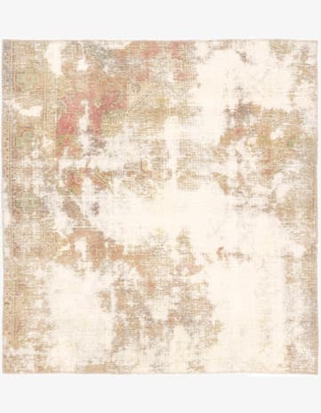 4' 7 x 4' 10 Hand Knotted Ultra Vintage Persian Wool Square Rug