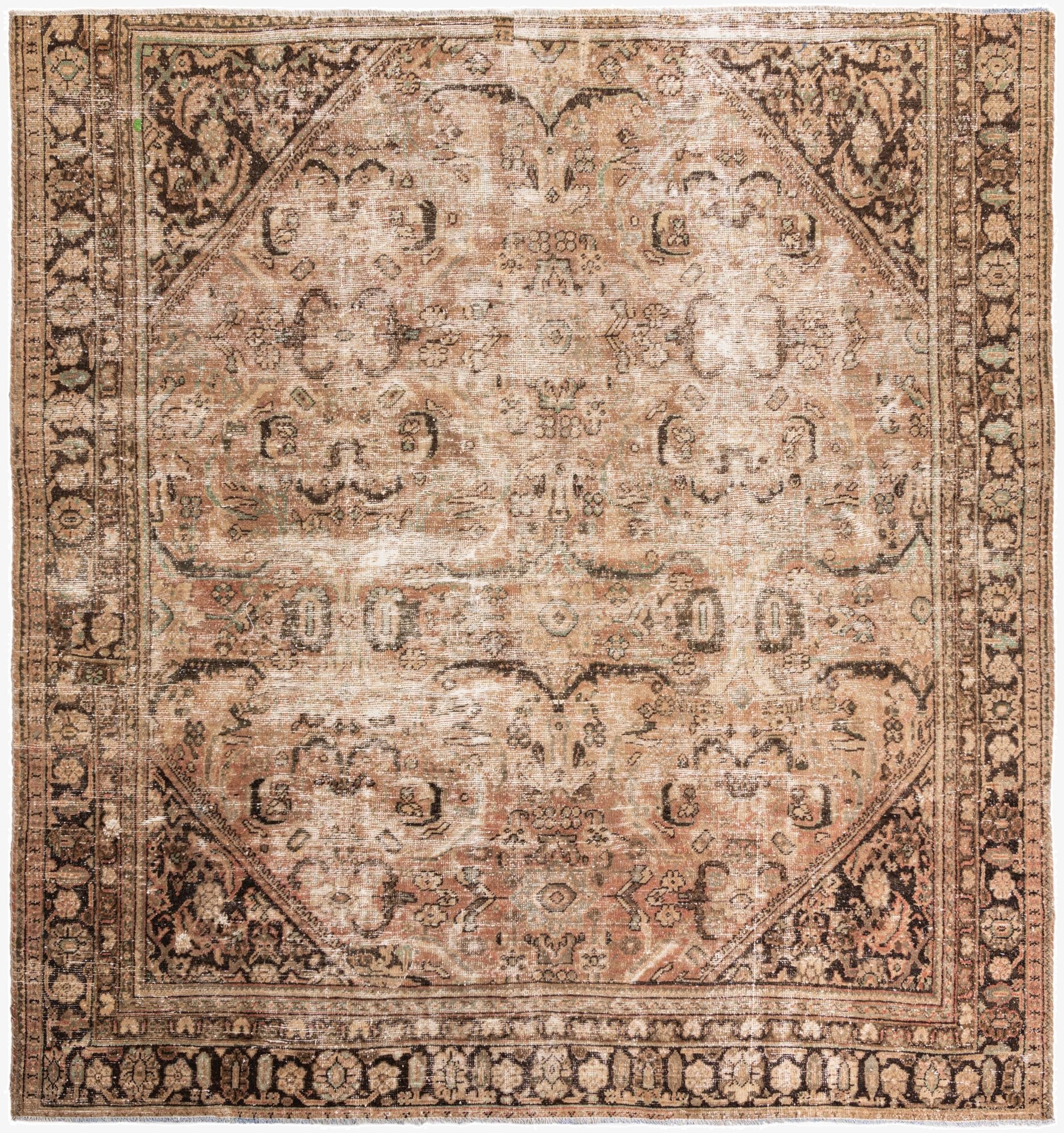 9' 3 x 10'  Hand Knotted Ultra Vintage Persian Wool Square Rug