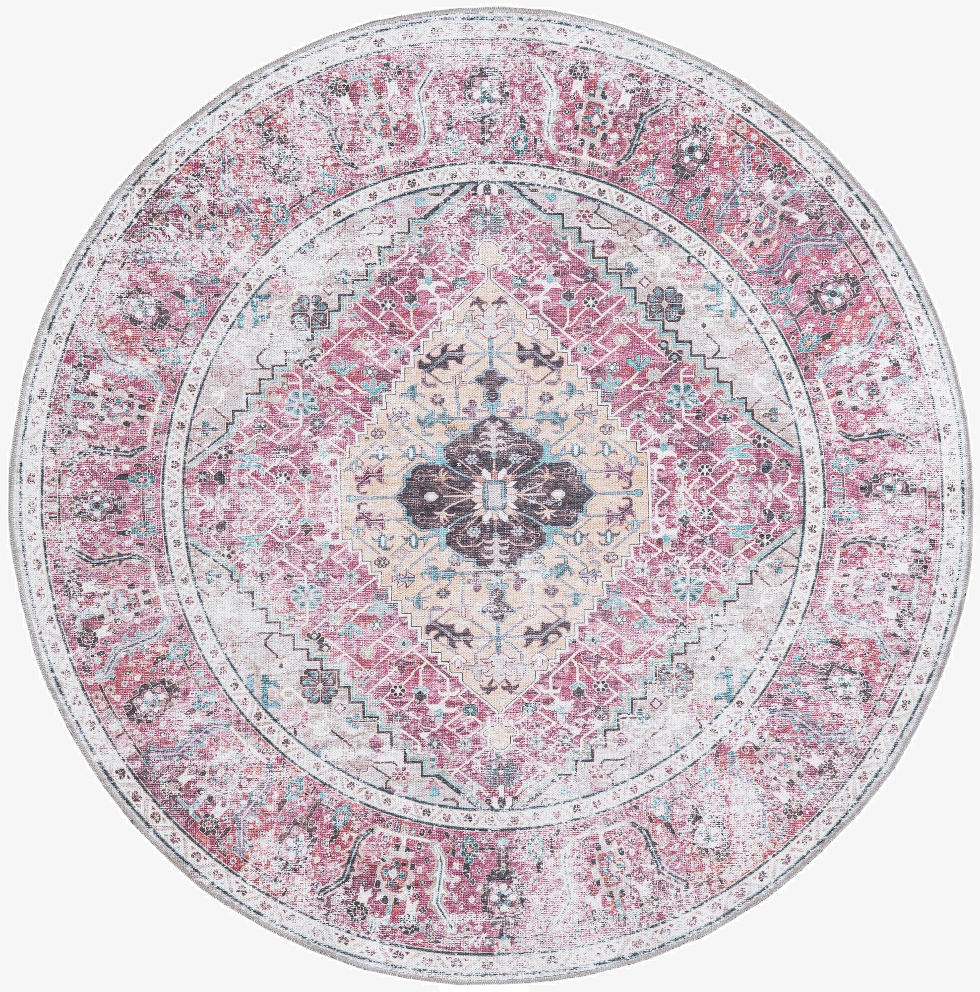 Primary image 6' x 6'  Washable Yara Round Rug
