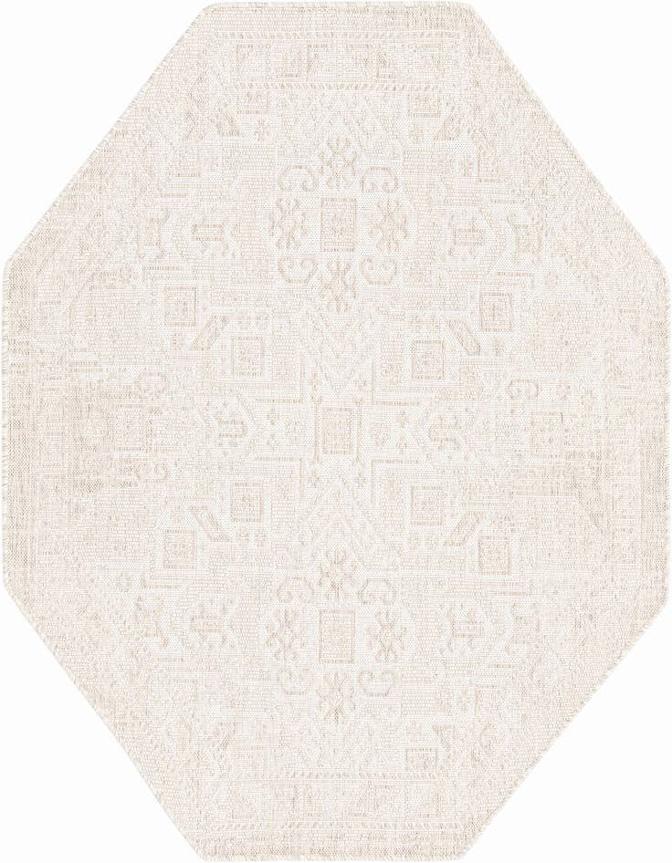 Detail image of 5' 3 x 5' 3 Easy-Clean Aztec Indoor / Outdoor Octagon Rug