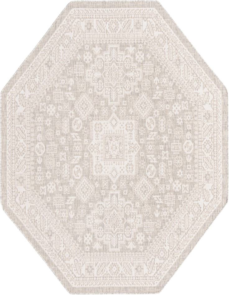 Detail image of 7' 10 x 7' 10 Easy-Clean Aztec Indoor / Outdoor Octagon Rug