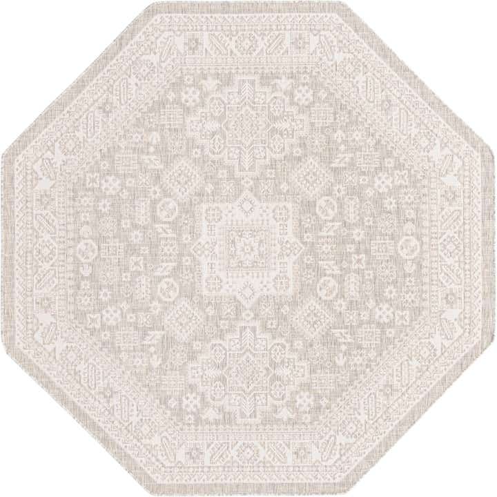 7' 10 x 7' 10 Easy-Clean Aztec Indoor / Outdoor Octagon Rug