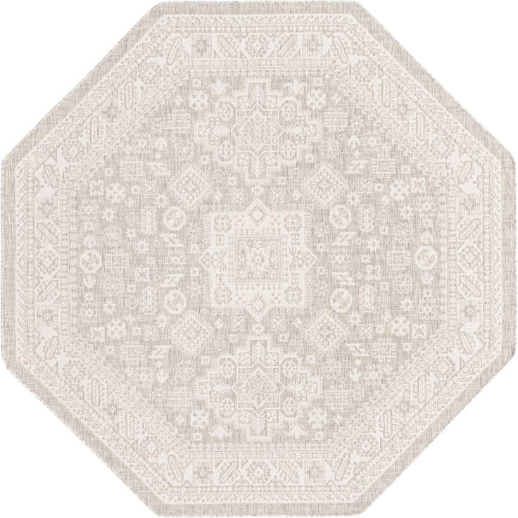 Detail image of 7' 10 x 7' 10 Easy-Clean Aztec Indoor / Outdoor Octagon Rug