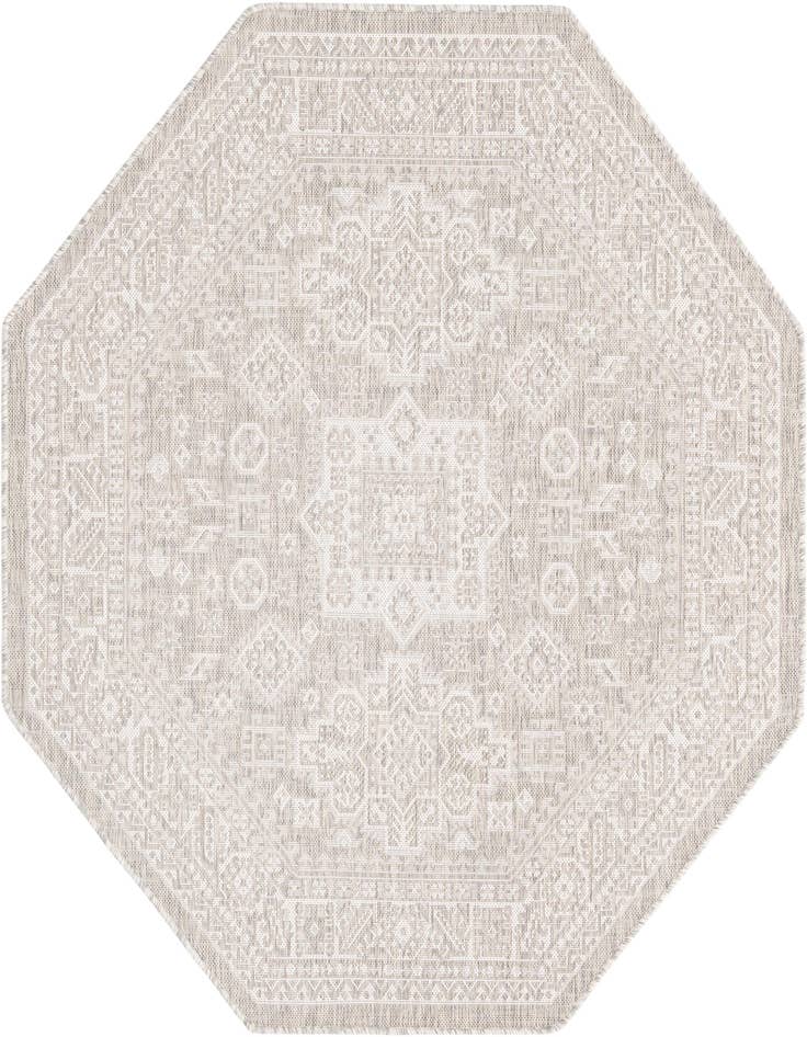 Detail image of 5' 3 x 5' 3 Easy-Clean Aztec Indoor / Outdoor Octagon Rug