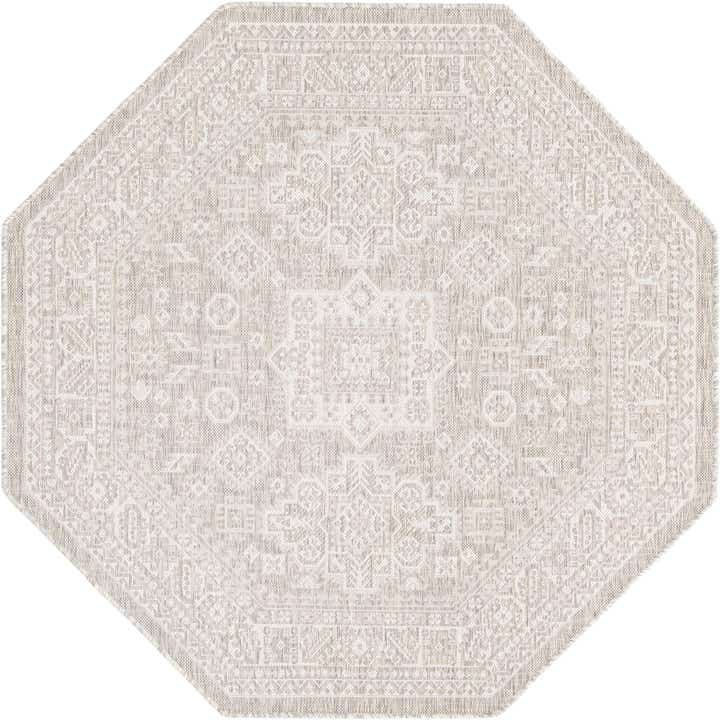 5' 3 x 5' 3 Easy-Clean Aztec Indoor / Outdoor Octagon Rug