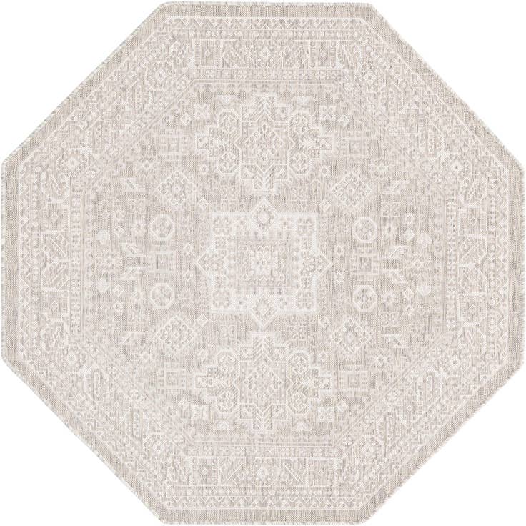 Detail image of 5' 3 x 5' 3 Easy-Clean Aztec Indoor / Outdoor Octagon Rug
