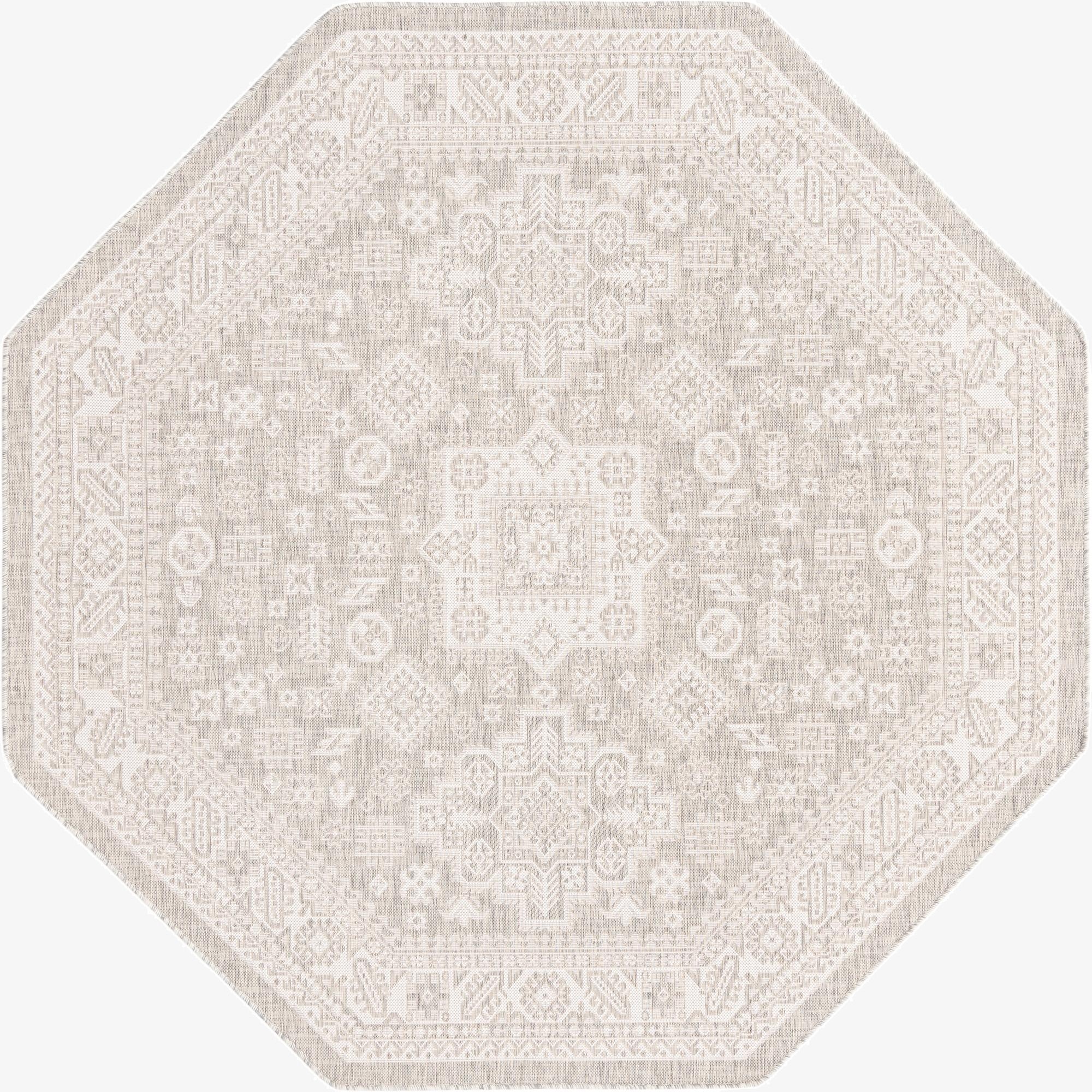 7' 10 x 7' 10  Washable Aztec Indoor / Outdoor Octagon Rug