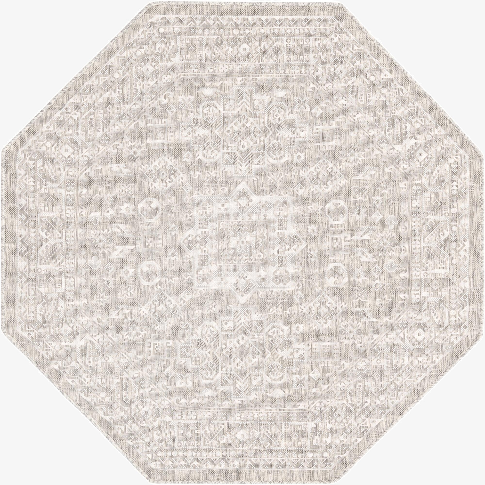 5' 3 x 5' 3  Washable Aztec Indoor / Outdoor Octagon Rug
