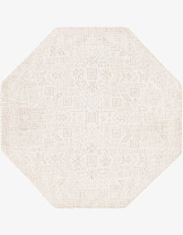 Light Gray Easy-Clean Aztec Indoor / Outdoor Octagon Rug