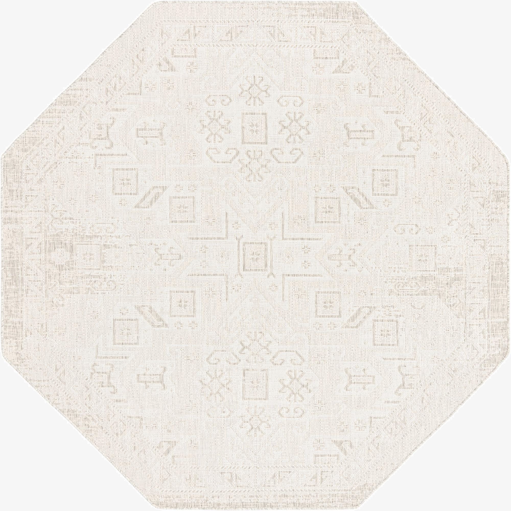 7' 10 x 7' 10  Washable Aztec Indoor / Outdoor Octagon Rug