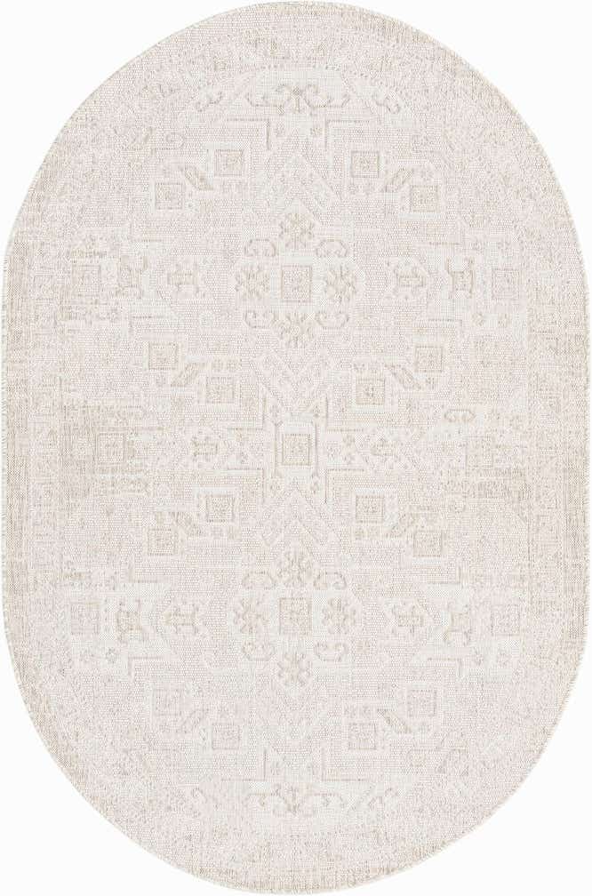 5' 3 x 8' Easy-Clean Aztec Indoor / Outdoor Oval Rug