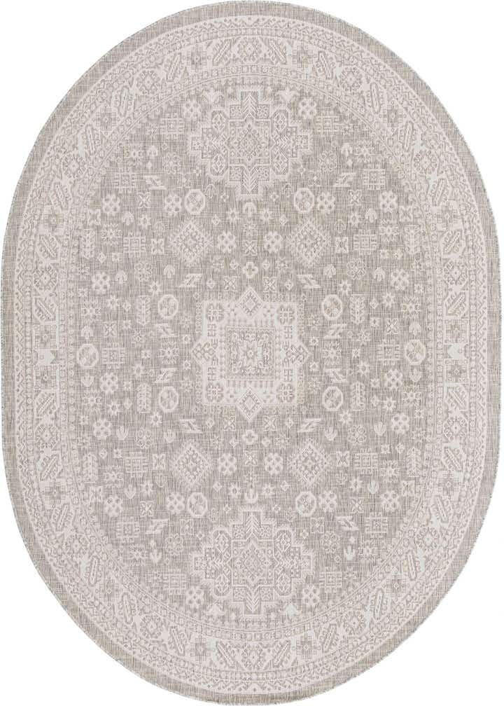 7' 10 x 10' Easy-Clean Aztec Indoor / Outdoor Oval Rug