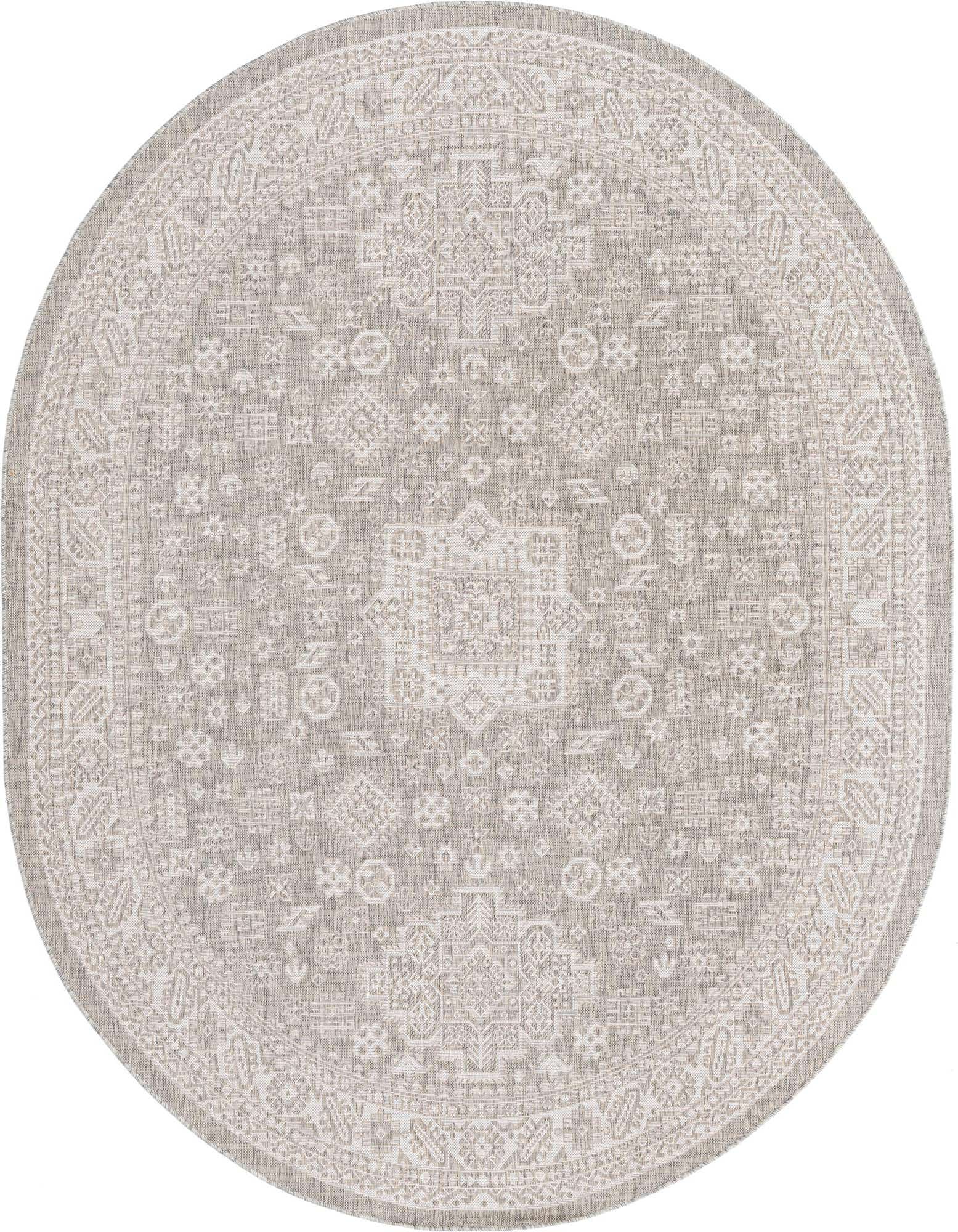 7' 10 x 10' Easy-Clean Aztec Indoor / Outdoor Oval Rug