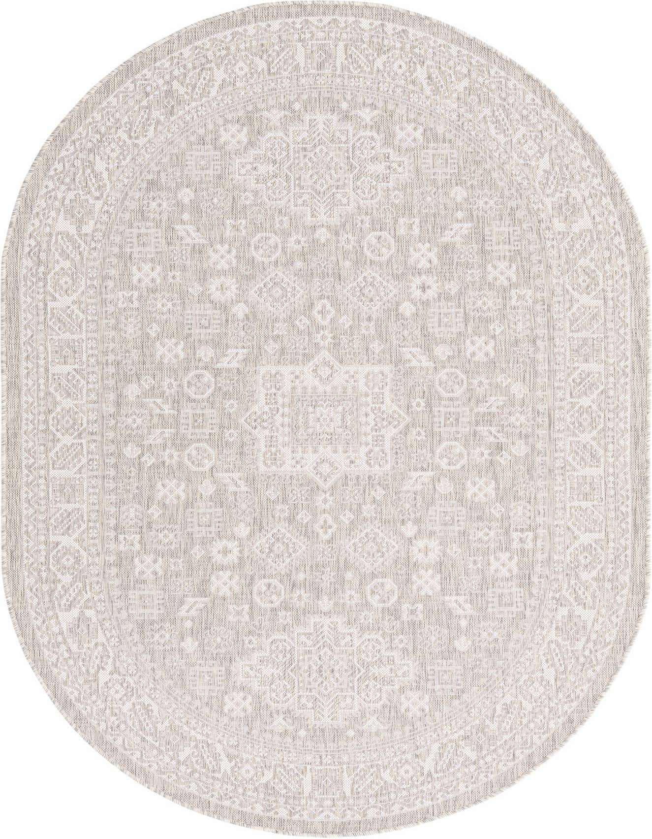 5' 3 x 8' Easy-Clean Aztec Indoor / Outdoor Oval Rug