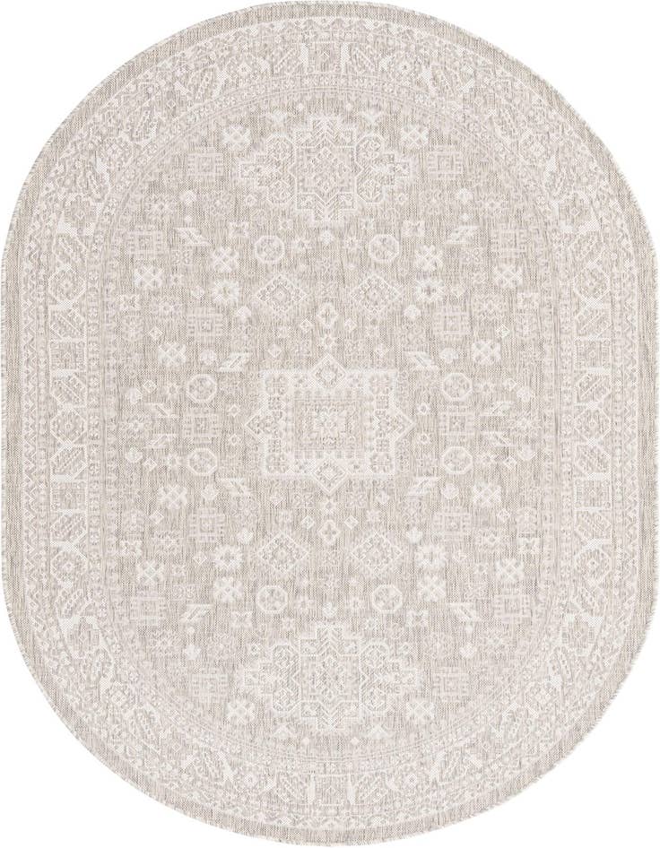Detail image of 5' 3 x 8' Easy-Clean Aztec Indoor / Outdoor Oval Rug