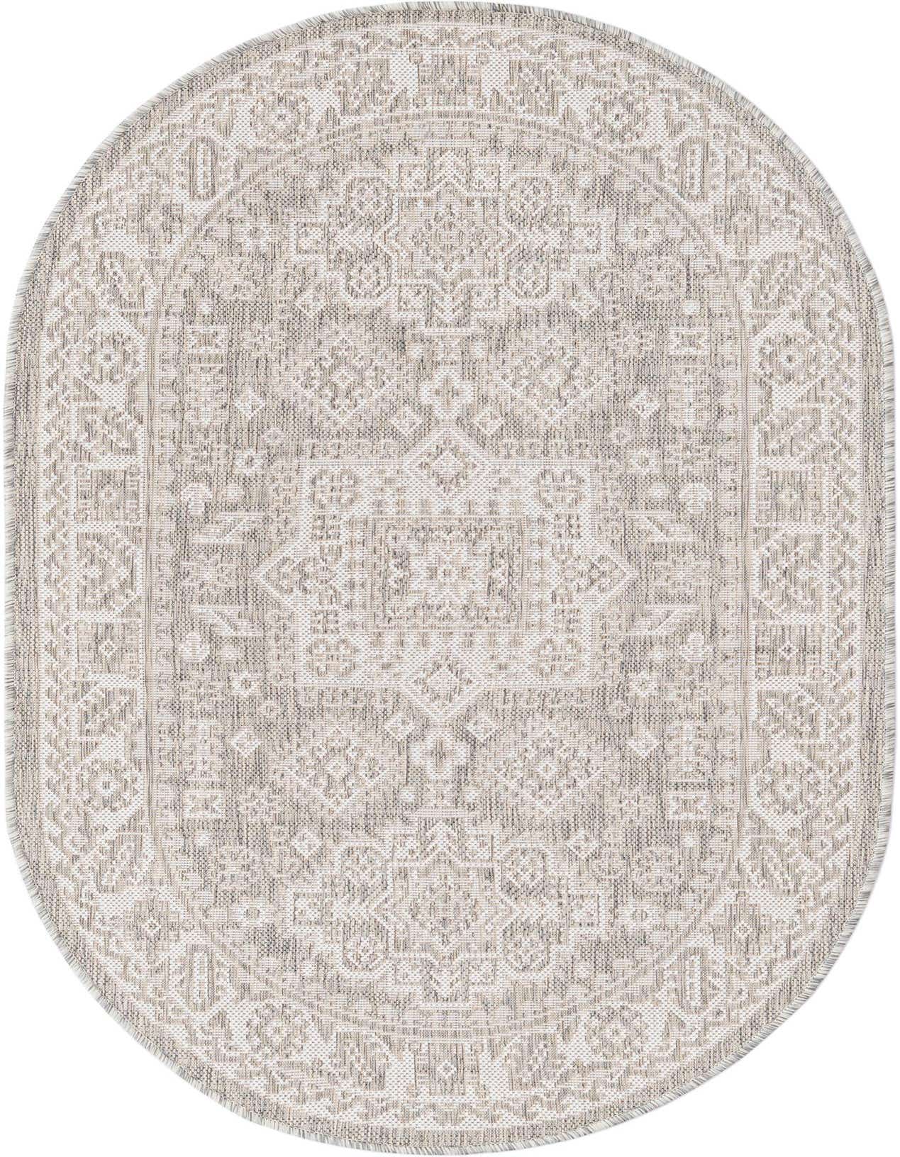 3' x 5' 3 Easy-Clean Aztec Indoor / Outdoor Oval Rug