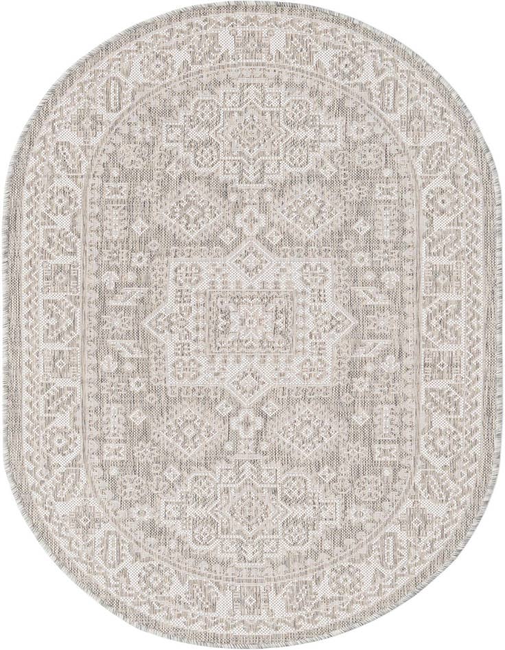 Detail image of 3' x 5' 3 Easy-Clean Aztec Indoor / Outdoor Oval Rug