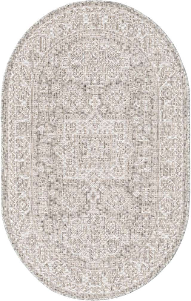 3' x 5' 3 Easy-Clean Aztec Indoor / Outdoor Oval Rug