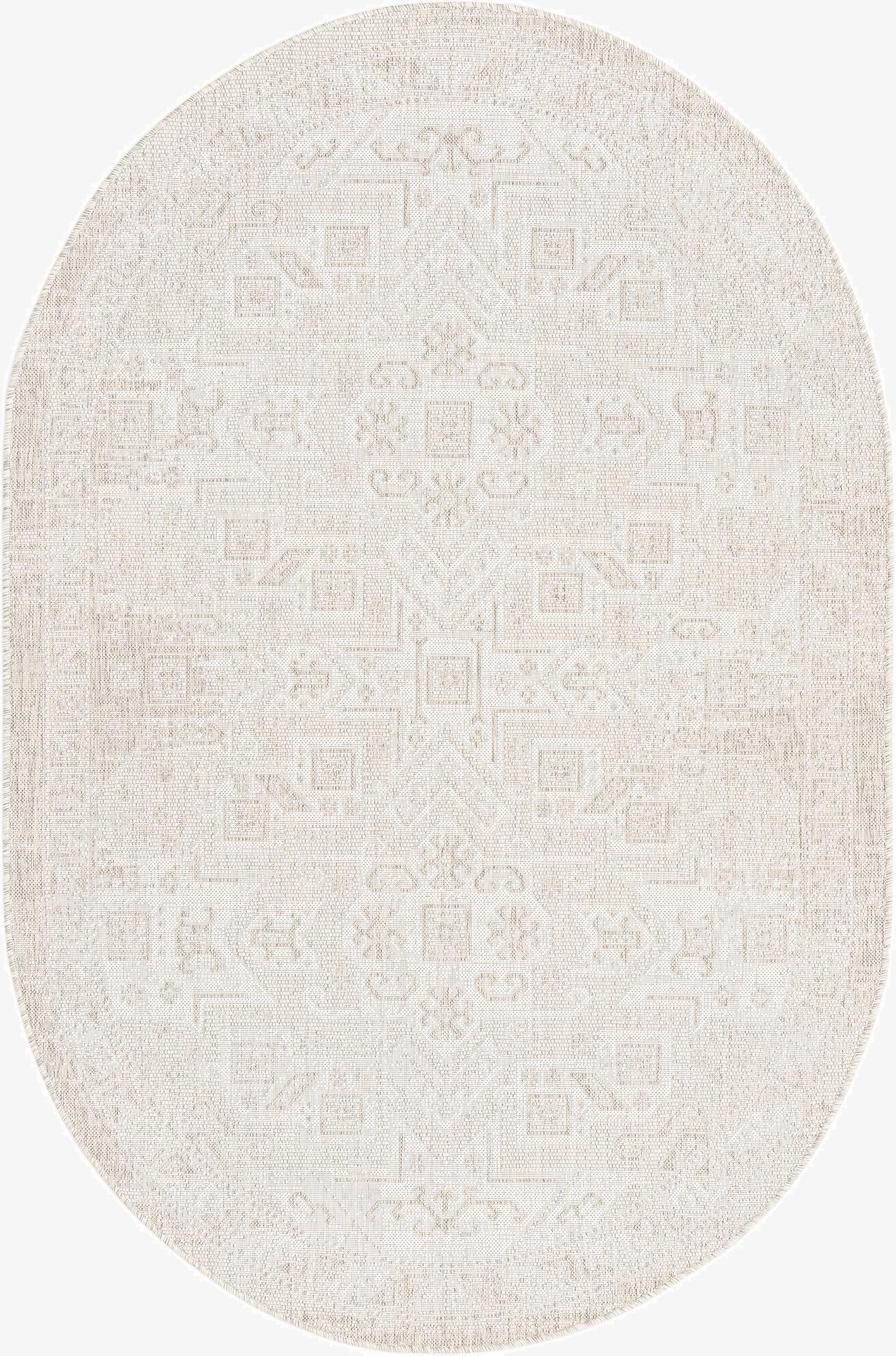 5' 3 x 8'  Washable Aztec Indoor / Outdoor Oval Rug