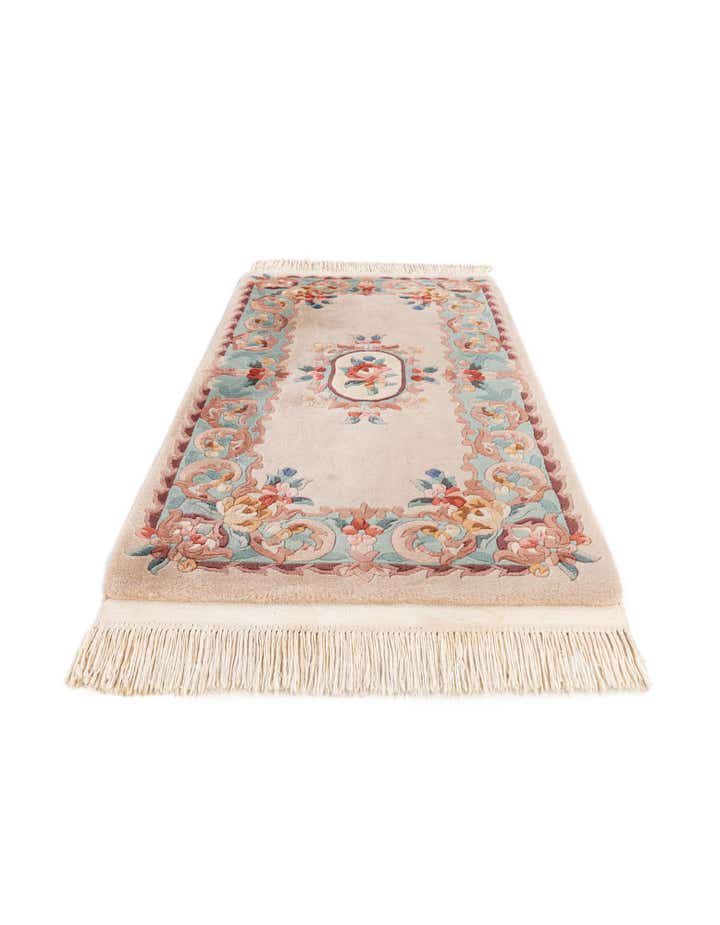 2' 4 x 4' 3 Hand Knotted Carved Pekin Wool Rug