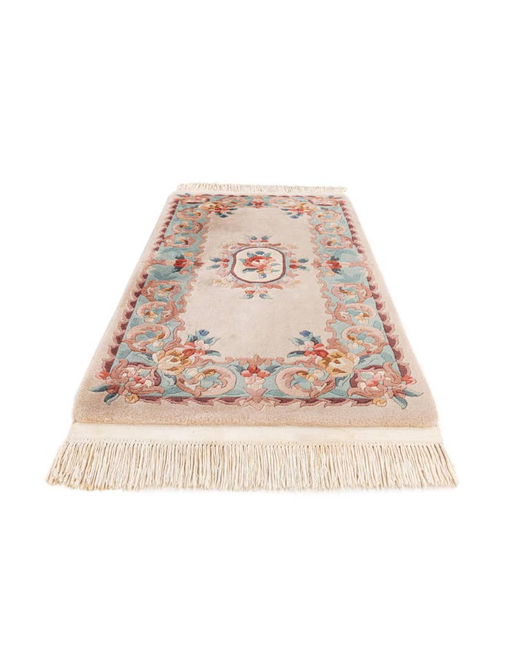 Detail image of 2' 4 x 4' 3 Hand Knotted Carved Pekin Wool Rug