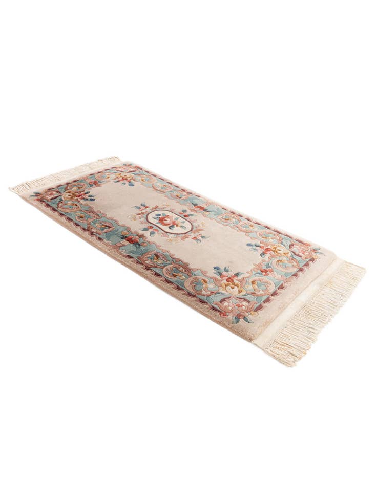 Detail image of 2' 4 x 4' 3 Hand Knotted Carved Pekin Wool Rug