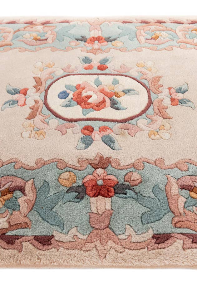 Detail image of 2' 4 x 4' 3 Hand Knotted Carved Pekin Wool Rug