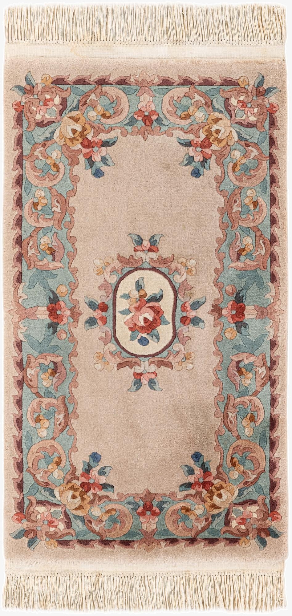 2' 4 x 4' 3  Hand Knotted Carved Pekin Wool Rug