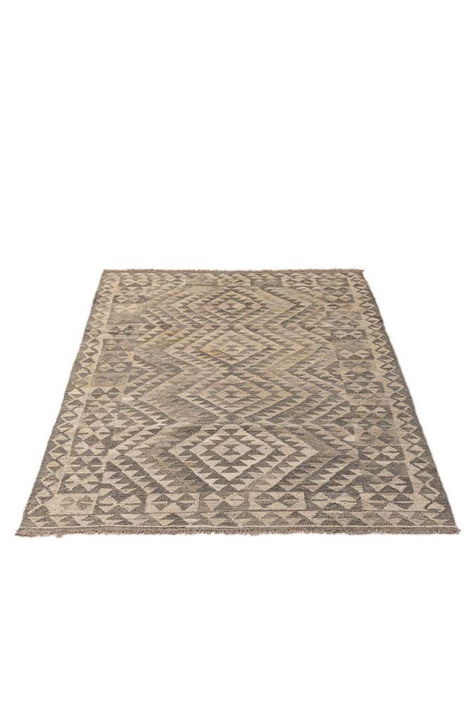 3' 11 x 6' 2 Hand Woven Kilim Maymana Wool Rug