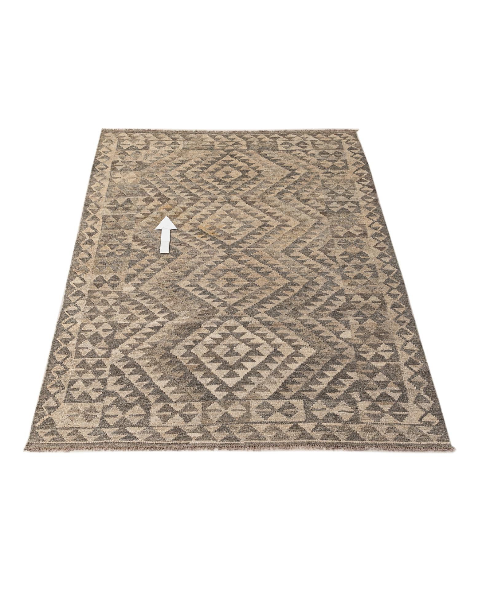 3' 11 x 6' 2 Hand Woven Kilim Maymana Wool Rug