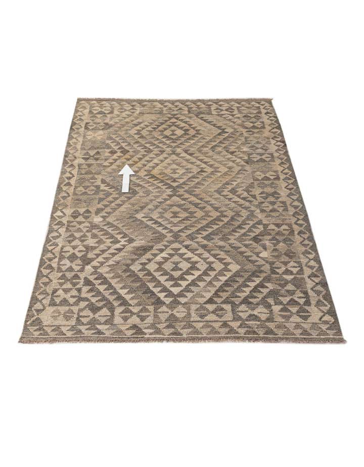 3' 11 x 6' 2 Hand Woven Kilim Maymana Wool Rug