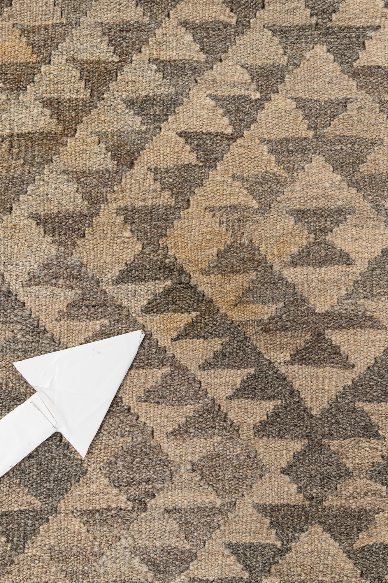 3' 11 x 6' 2 Hand Woven Kilim Maymana Wool Rug