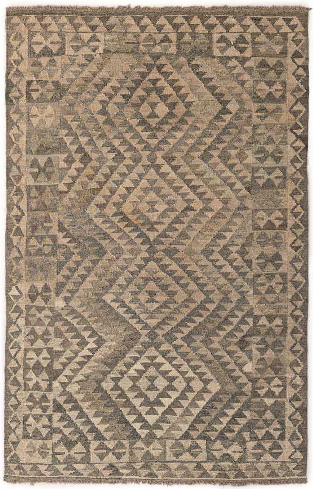 3' 11 x 6' 2 Hand Woven Kilim Maymana Wool Rug