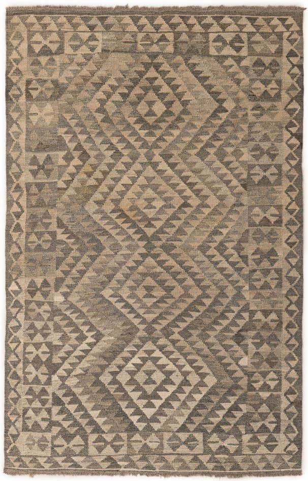 Detail image of 3' 11 x 6' 2 Hand Woven Kilim Maymana Wool Rug