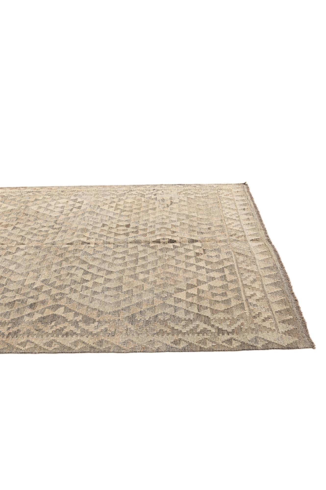 5' 5 x 6' 10 Hand Woven Kilim Maymana Wool Rug