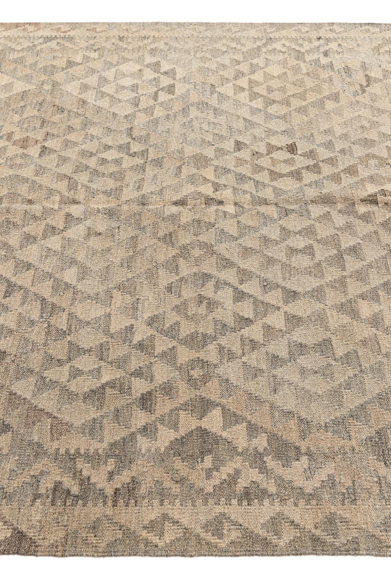 5' 5 x 6' 10 Hand Woven Kilim Maymana Wool Rug
