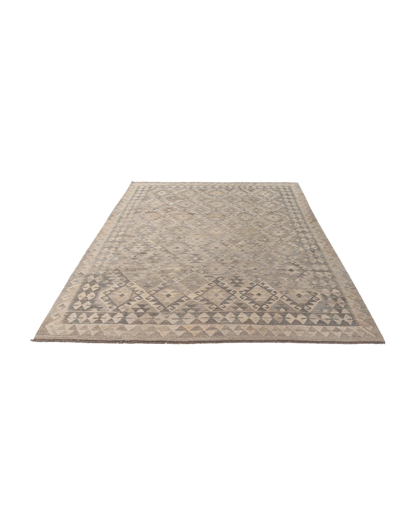 6' 5 x 9' 7 Hand Woven Kilim Maymana Wool Rug