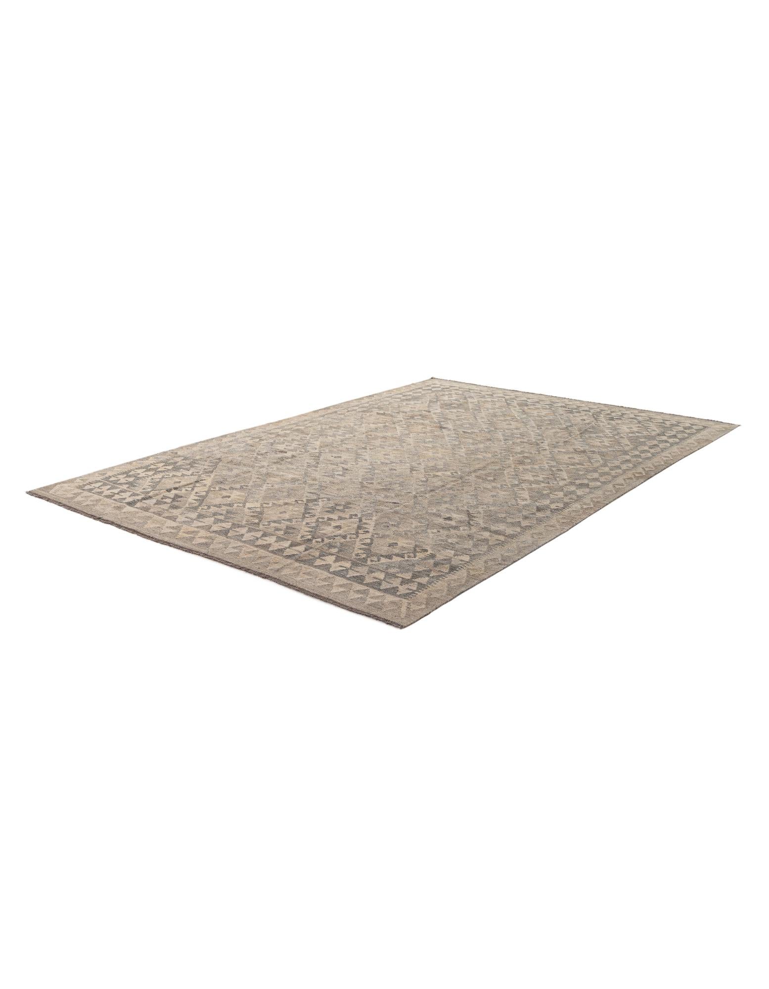 6' 5 x 9' 7 Hand Woven Kilim Maymana Wool Rug